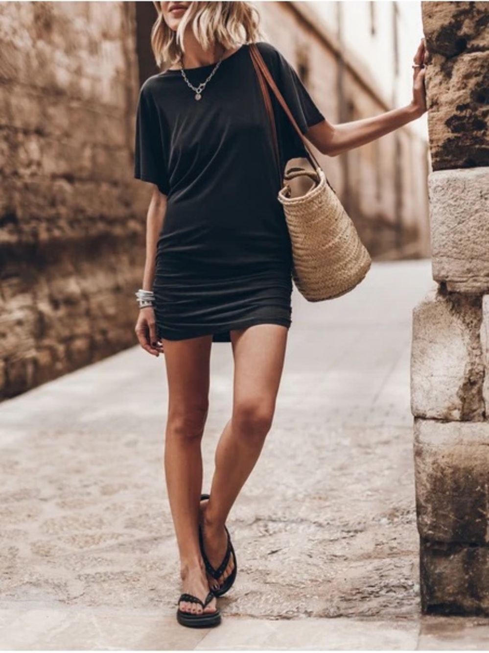 Mikuta Draped T-Shirt Dress - Medium